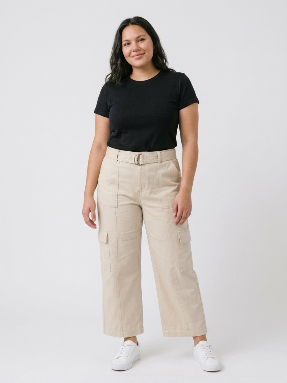 Banana Republic Beige Wide-Leg Cargo Pants with Belt